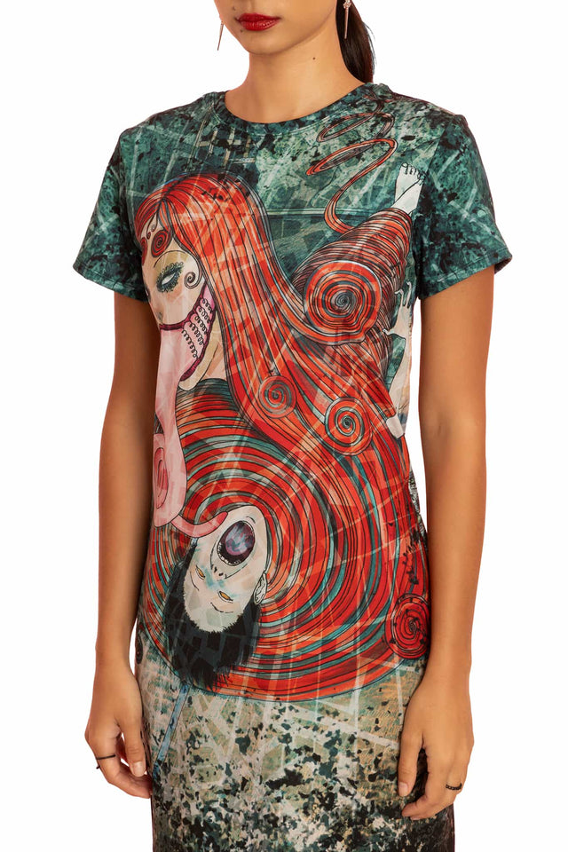 Uzumaki Reversible Longline Tee Dress