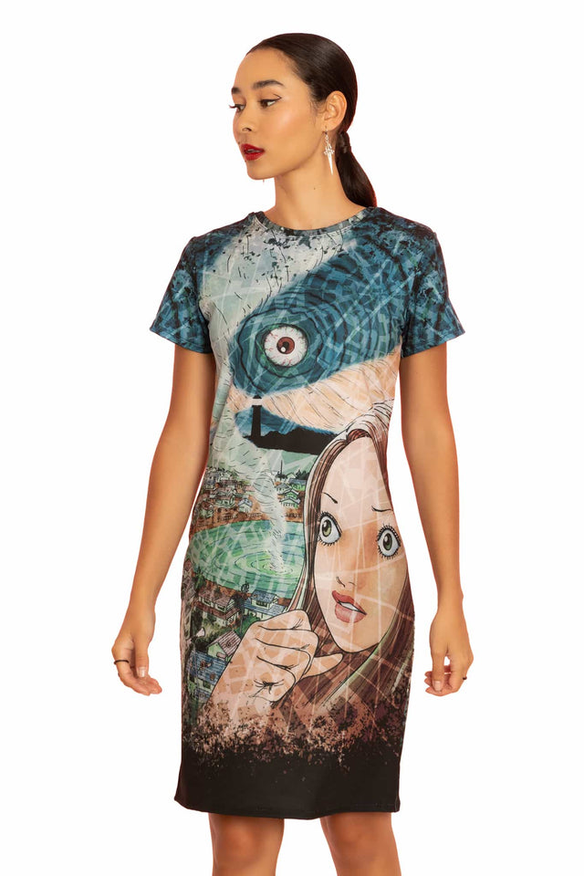 Uzumaki Reversible Longline Tee Dress