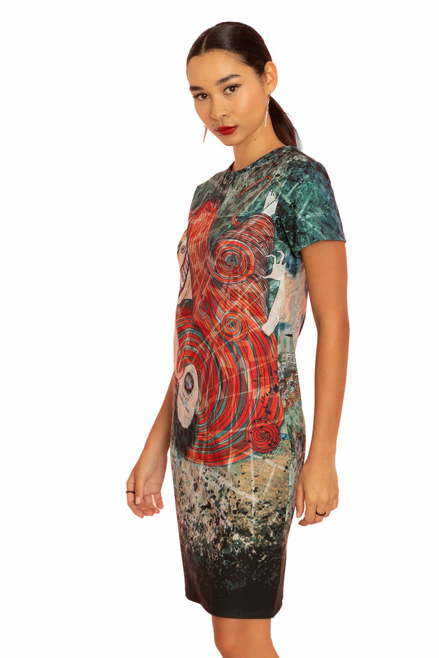 Uzumaki Reversible Longline Tee Dress