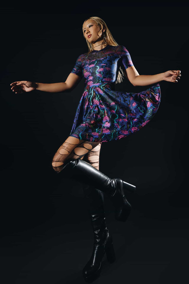 The Umbilical Cord Sheer Splice Skater Dress