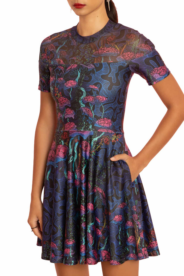 The Garden of Nutrients Sheer Splice Skater Dress