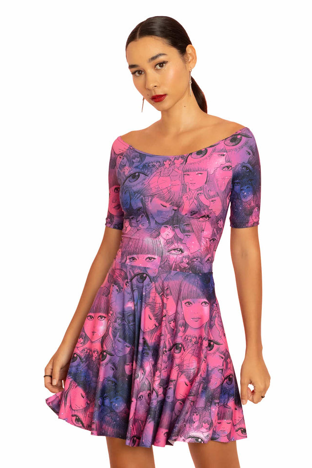 Venus In The Blind Spot Off The Shoulder Skater Dress