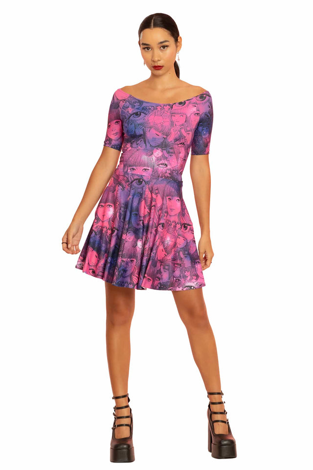 Venus In The Blind Spot Off The Shoulder Skater Dress