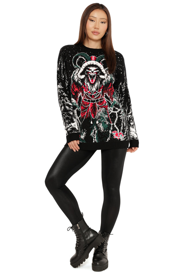 black krampus christmas sweater oversized festive jumper