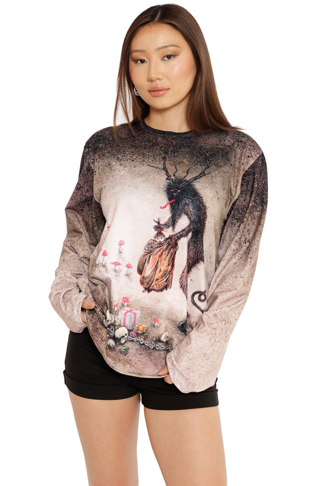 gothic christmas streetwear women’s long sleeve krampus top