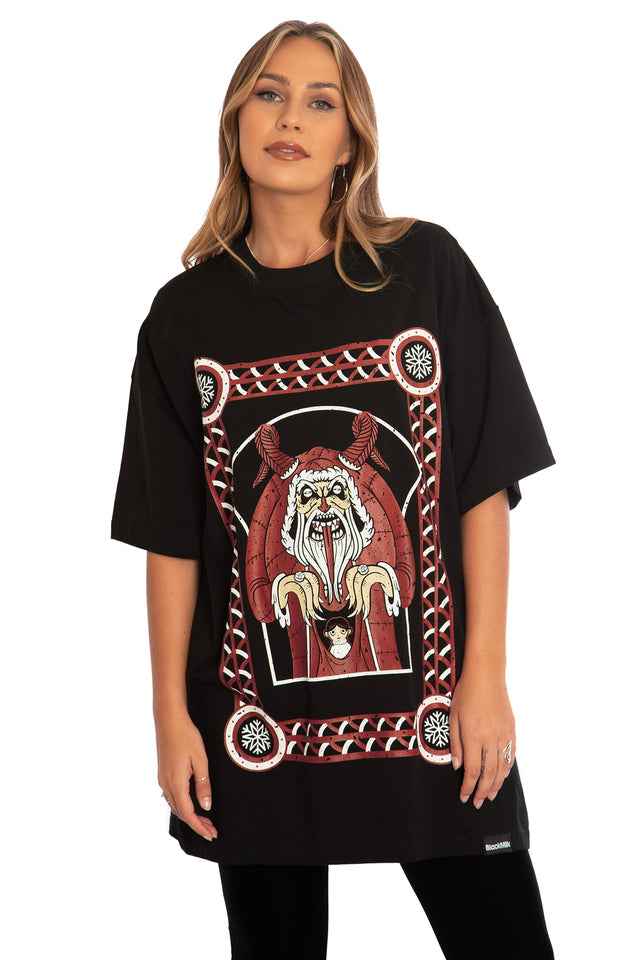 BlackMilk Clothing - Christmas Collection - Wreck The Halls - Krampus Posters Oversized Tee