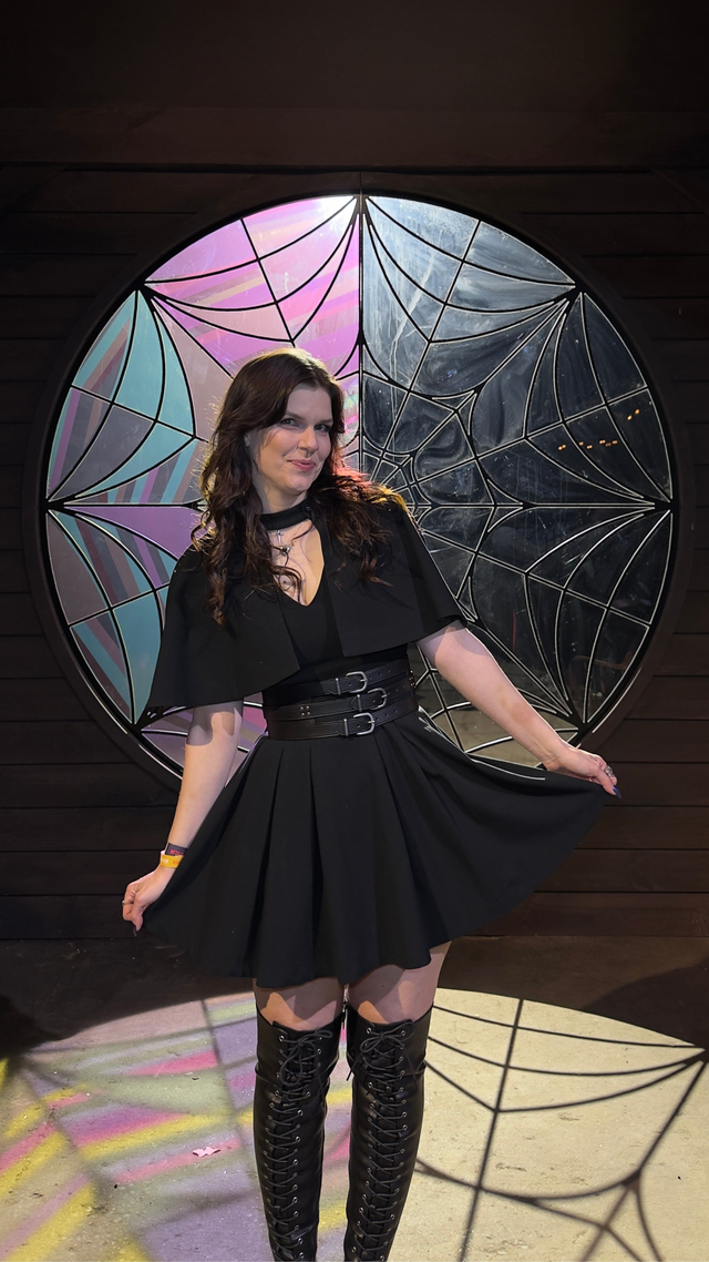 Black Pleated Pinny Dress