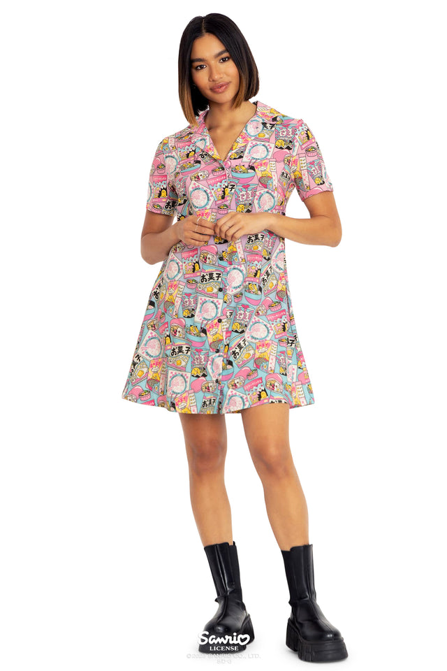 gudetama food short sleeve shirt dress