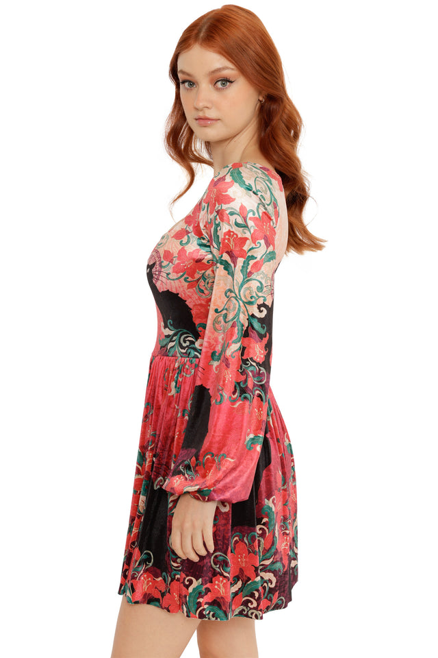 Le Chat Noir Velvet Squared Up Bishop Skater Dress