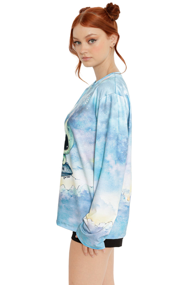 Lets Get Outta Here Oversized Long Sleeve Boyfriend Tee