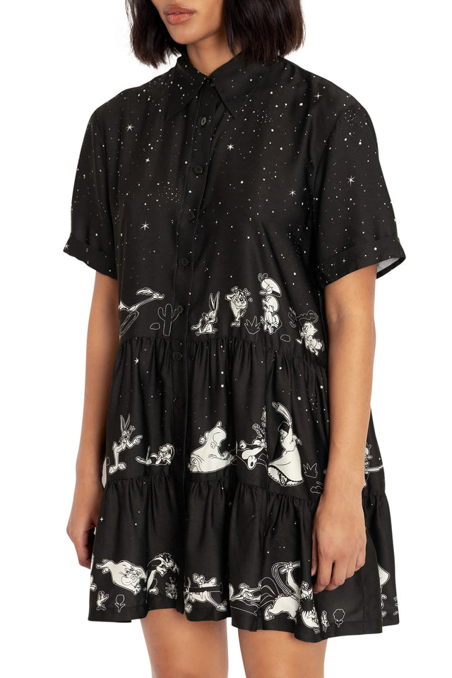 Looney Tunes Chase Tiered Shirt Dress