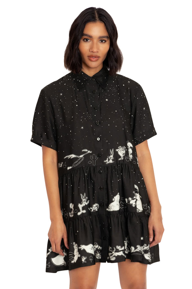Looney Tunes Chase Tiered Shirt Dress - Seconds