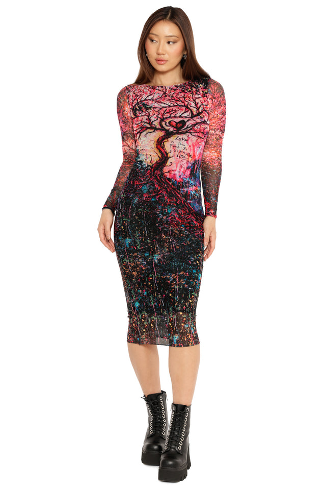 BlackMilk | Love is Fuel Long Sleeve Mesh Bodycon Midi Dress | Black | XL BlackMilk | Love is Fuel Long Sleeve Mesh Bodycon Midi Dress | Black | XL