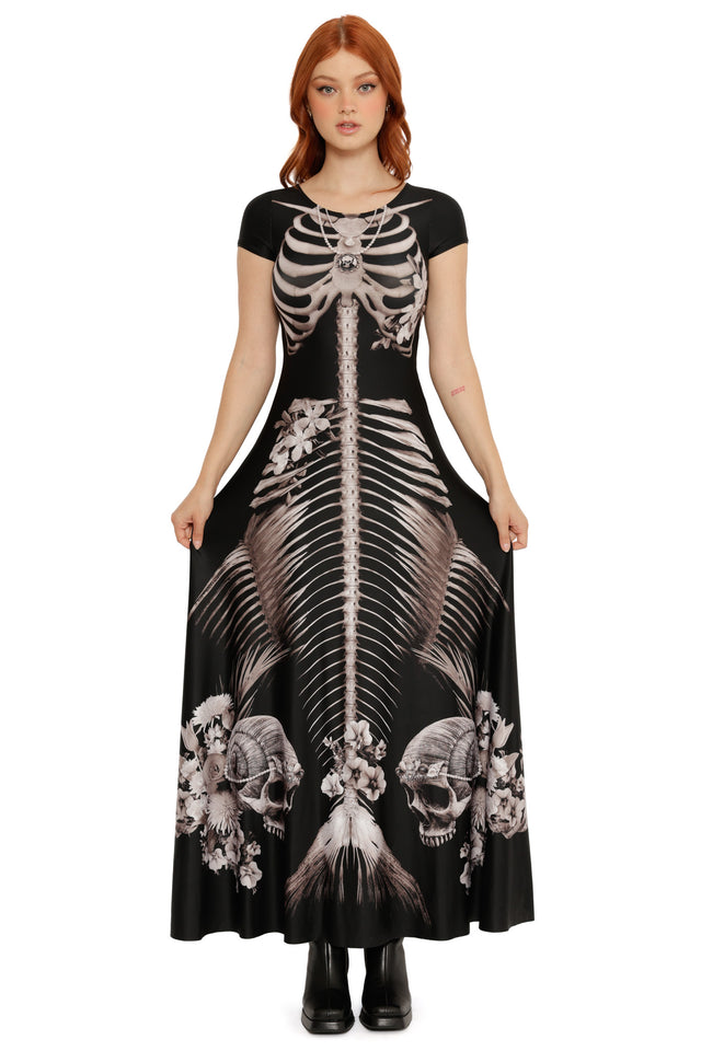 Magic Death Mermaid Princess Cap Sleeve Maxi Dress