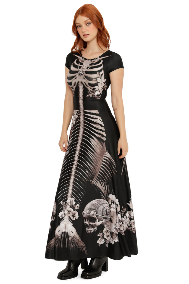 Magic Death Mermaid Princess Cap Sleeve Maxi Dress