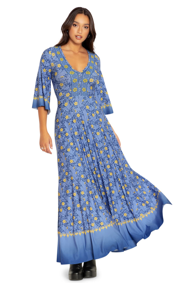 Margaery Tyrell Wide Sleeve Maxi Dress Front