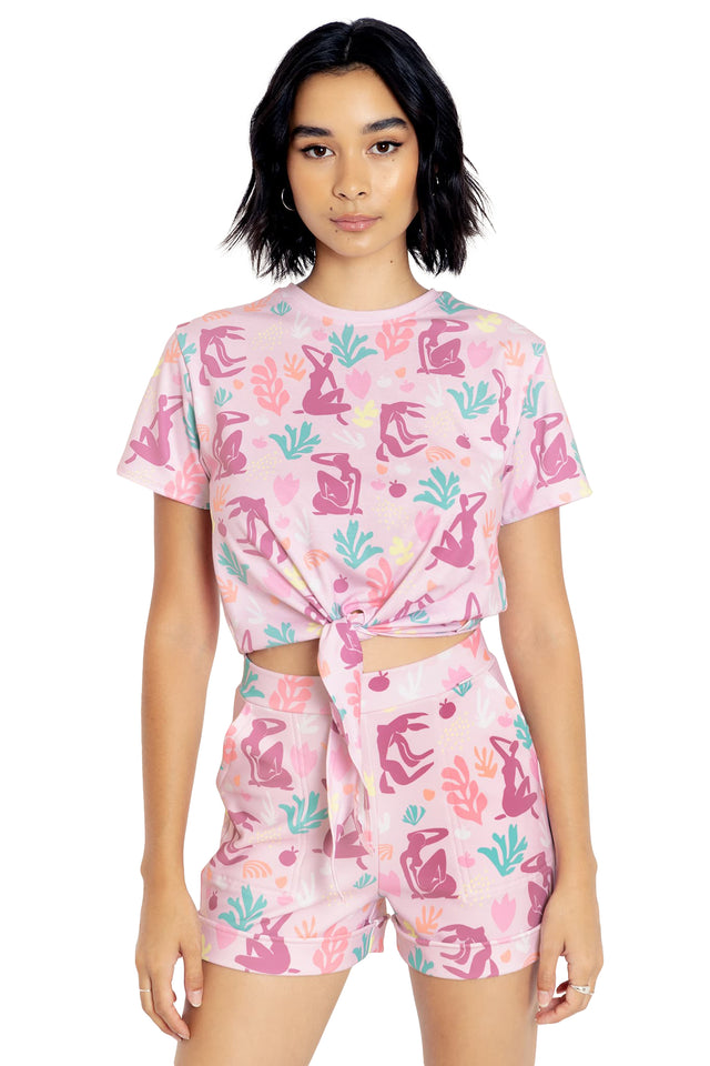 BlackMilk Clothing - Matisse Figures Tie Front Tee