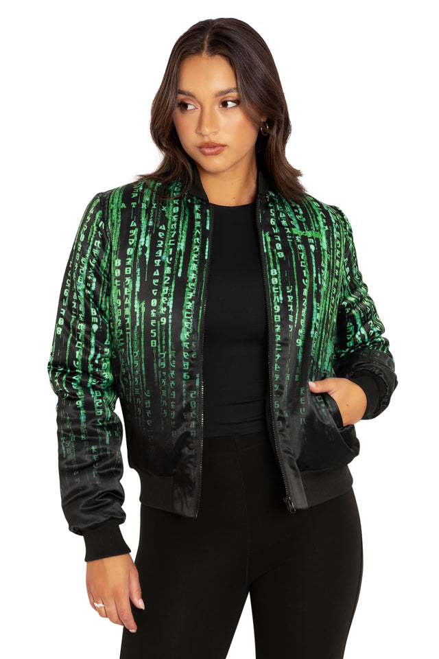 BlackMilk Clothing - Matrix Code Shiny Bomber Jacket