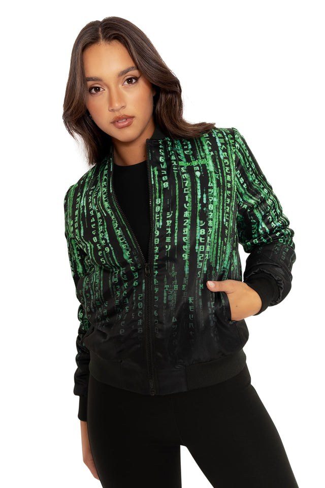 BlackMilk Clothing x Warner Brothers Matrix - Matrix Code Shiny Bomber Jacket - Warner Bros. Merchandise - Collaboration apparel - Licenced.