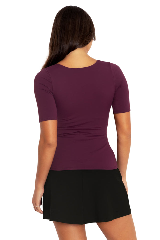 Matte Mulberry Heart Short Sleeve Top Back