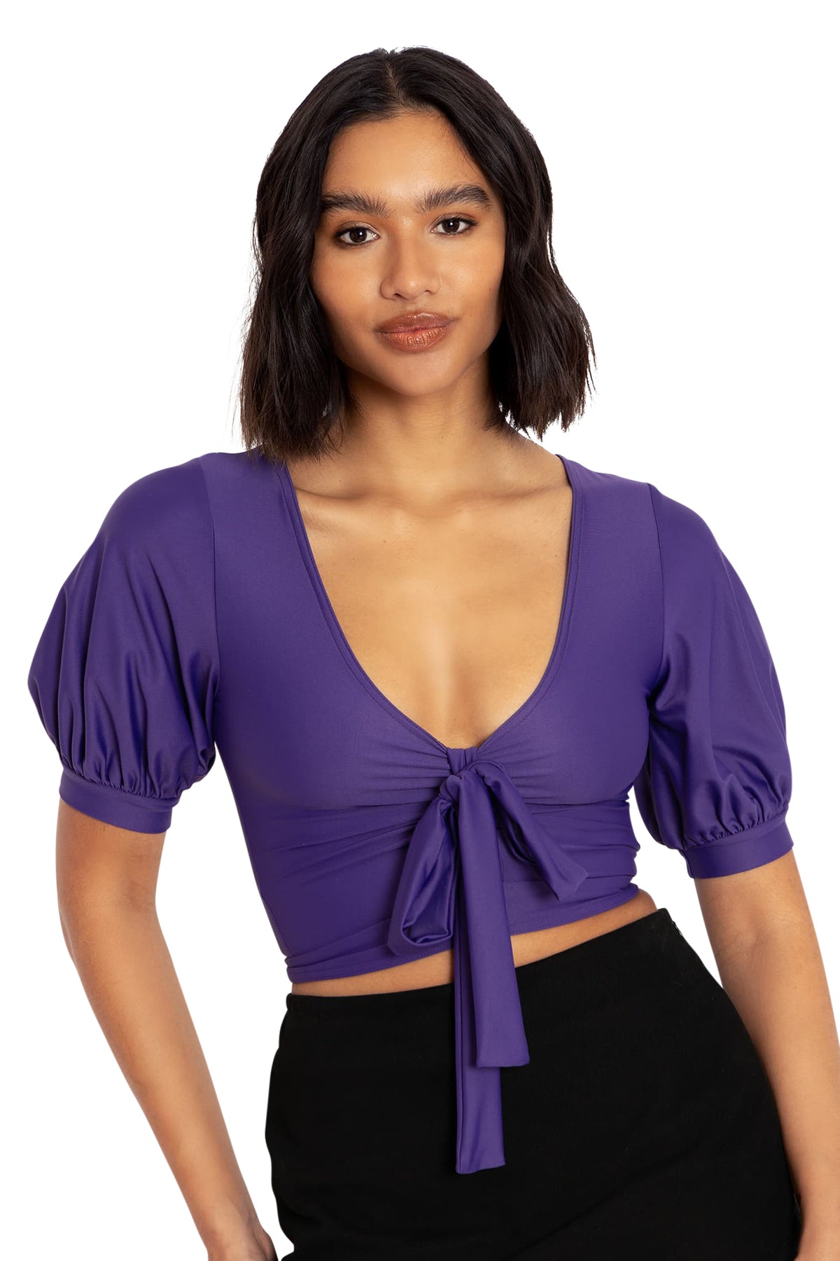 Matte Violet Puff Sleeve Rio Top - Limited – BlackMilk Clothing