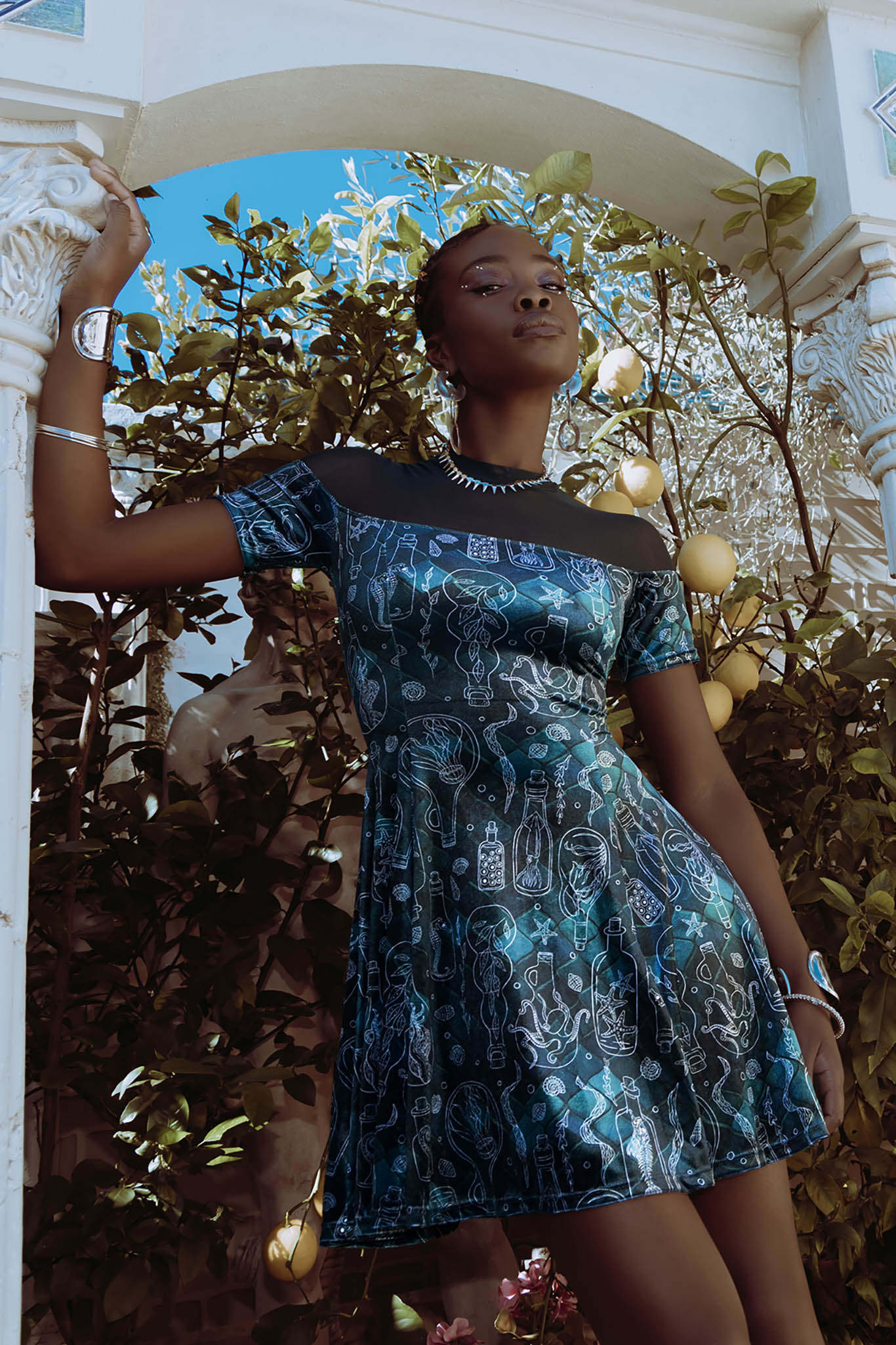 Mermaid's Grotto Sheer Splice Evil Tee Dress Limited – BlackMilk