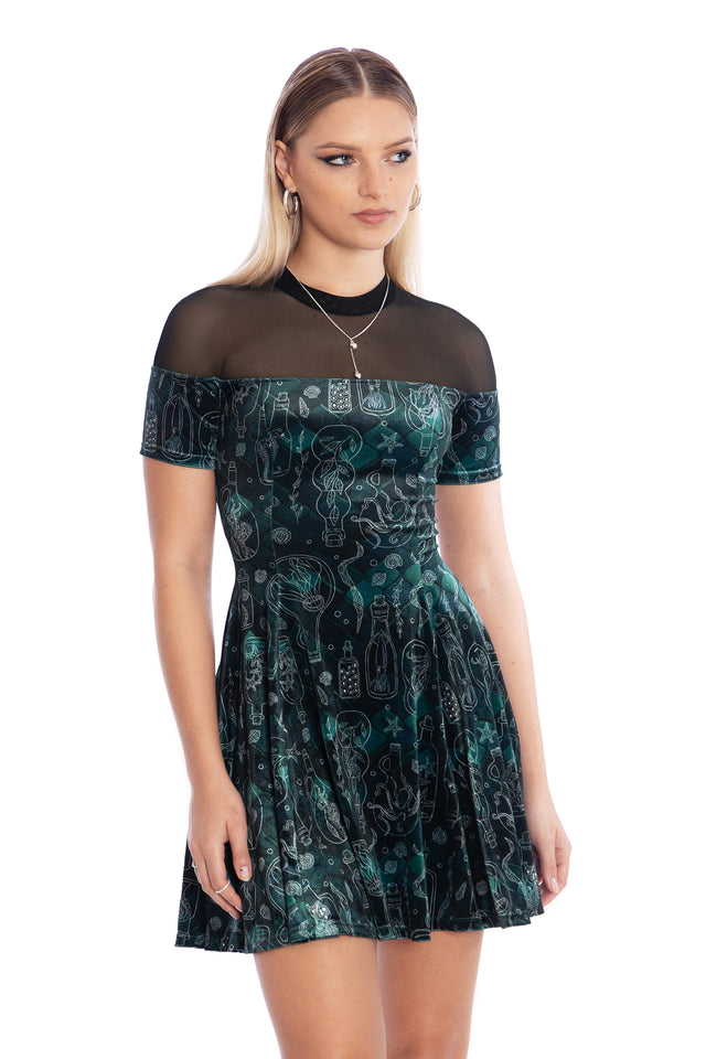 Mermaid's Grotto Sheer Splice Evil Tee Dress