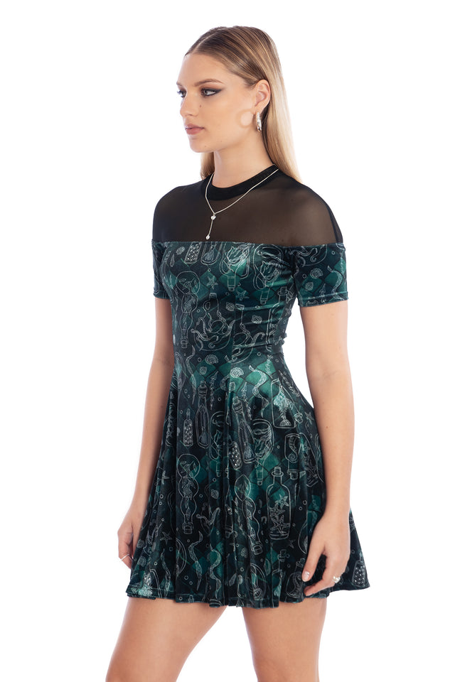 Mermaid's Grotto Sheer Splice Evil Tee Dress