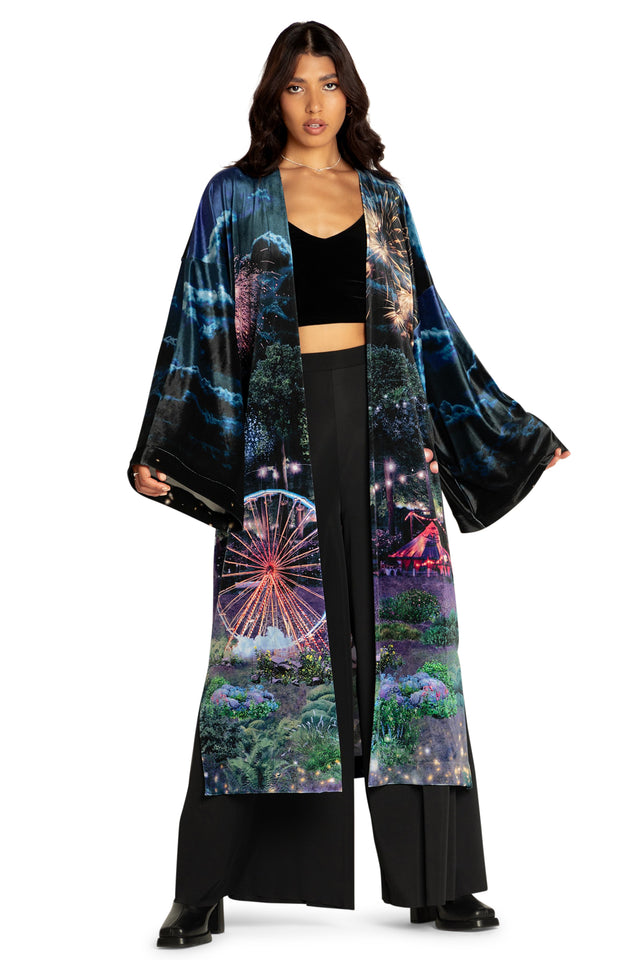 BlackMilk Clothing - Merry Go Gallop Velvet Split Kimono