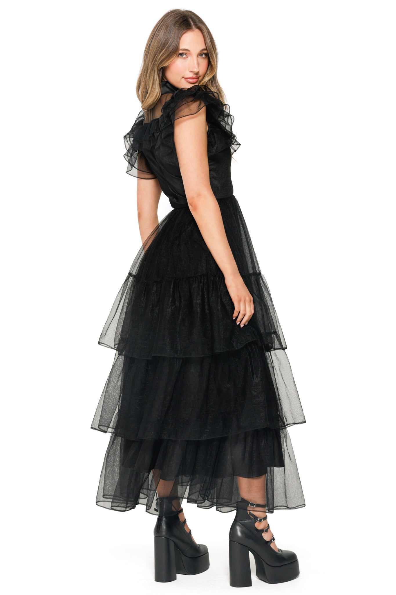 Midnight Mourning Tiered Tulle Maxi Dress - Limited – BlackMilk
