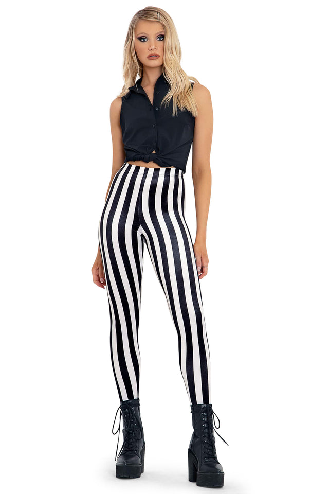 BlackMilk Clothing - Mono Ringleader Velvet High Waisted Leggings