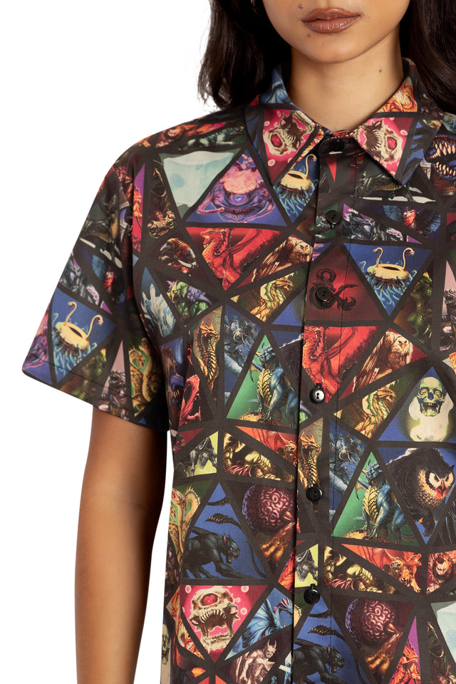 BlackMilk Clothing x Dungeons & Dragons - Monster Manual Boyfriend Shirt - Dungeons & Dragons Merchandise - Collaboration apparel - Licenced.