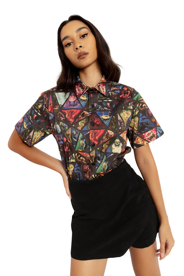 BlackMilk Clothing x Dungeons & Dragons - Monster Manual Boyfriend Shirt - Dungeons & Dragons Merchandise - Collaboration apparel - Licenced.