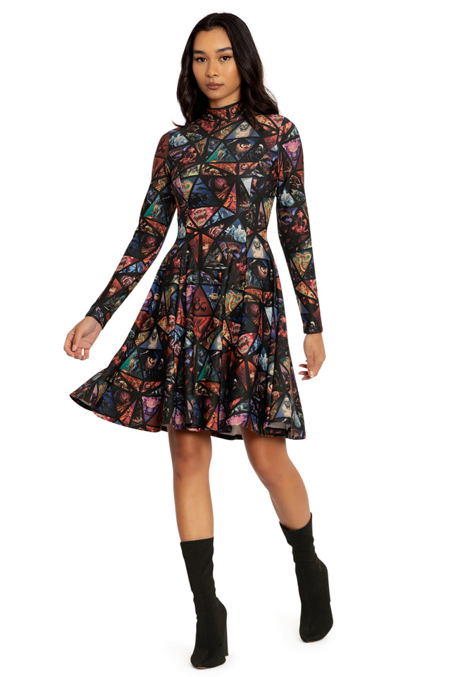 Monster Manual Long Sleeve Evil Longline Dress Front