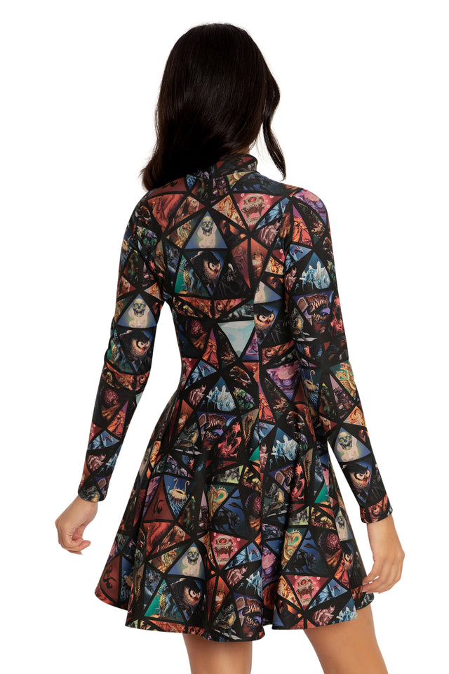 Monster Manual Long Sleeve Evil Mini Skater Dress Back