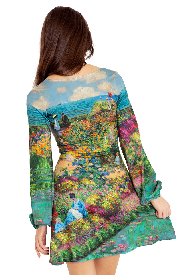 BlackMilk Clothing - Montage Monet Scoop Bishop Dress
