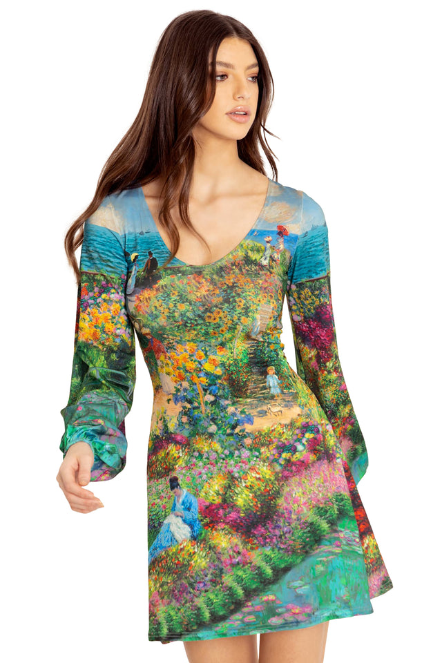 BlackMilk Clothing - Montage Monet Scoop Bishop Dress