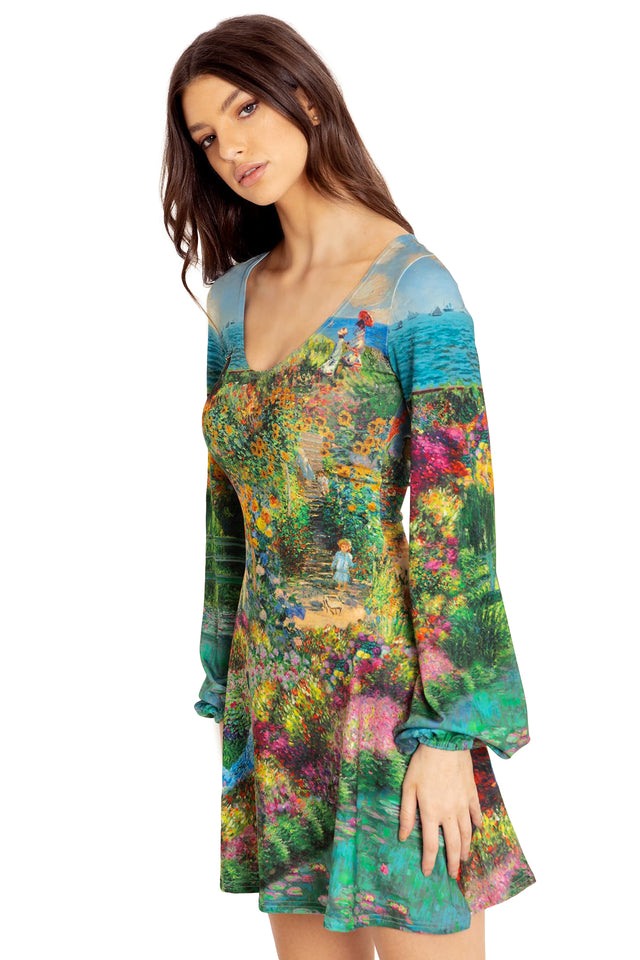 BlackMilk Clothing - Montage Monet Scoop Bishop Dress