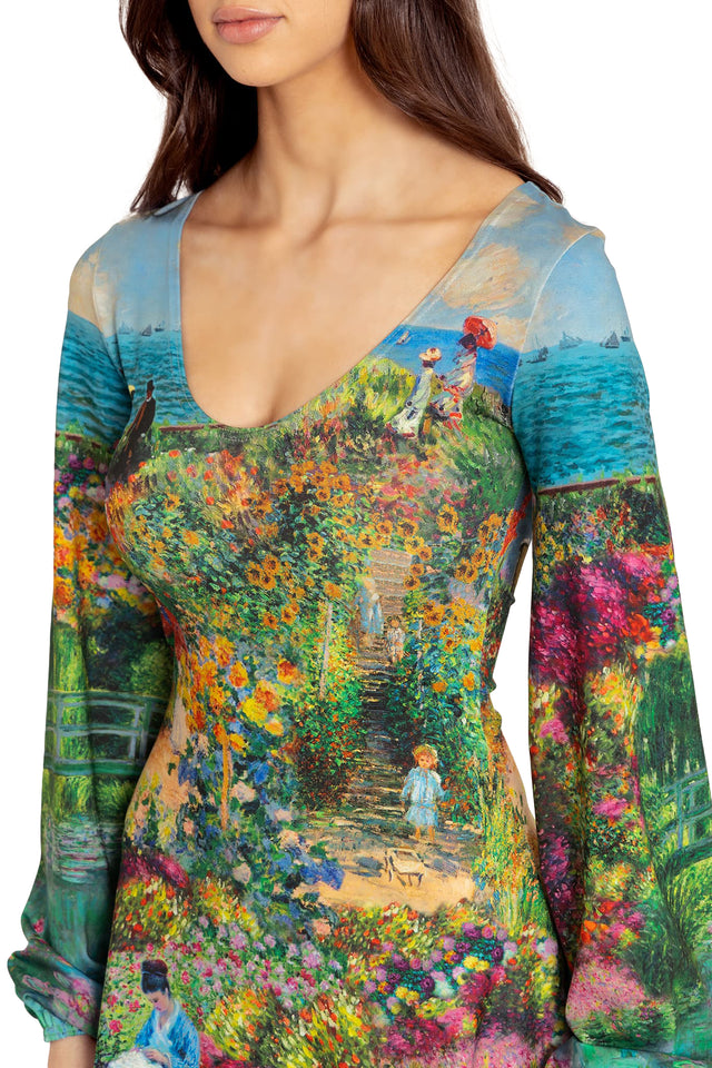 BlackMilk Clothing - Montage Monet Scoop Bishop Dress