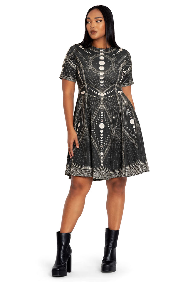 Moon Phases Longline Tee Dress front