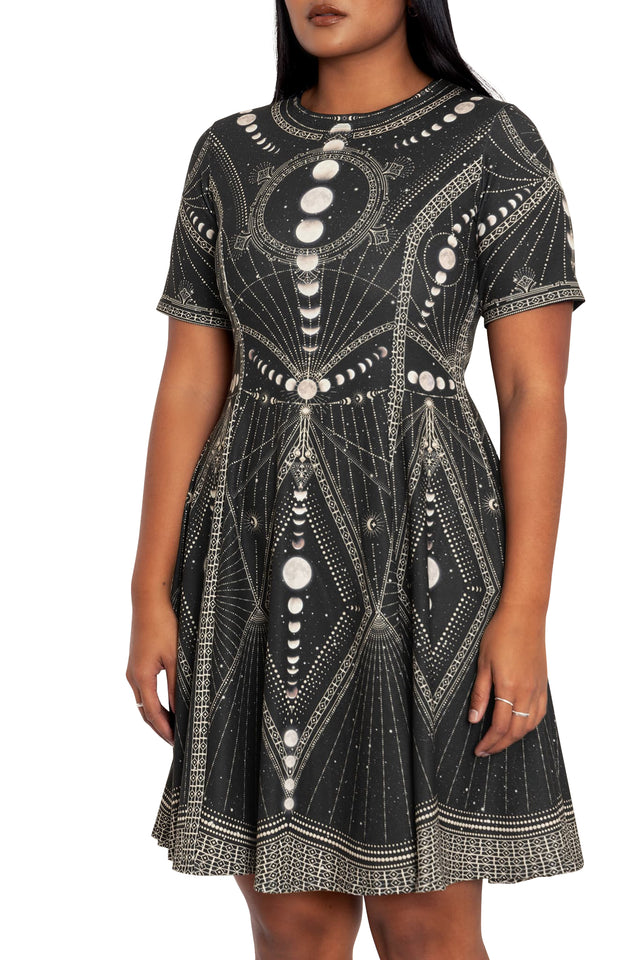 Moon Phases Longline Tee Dress print