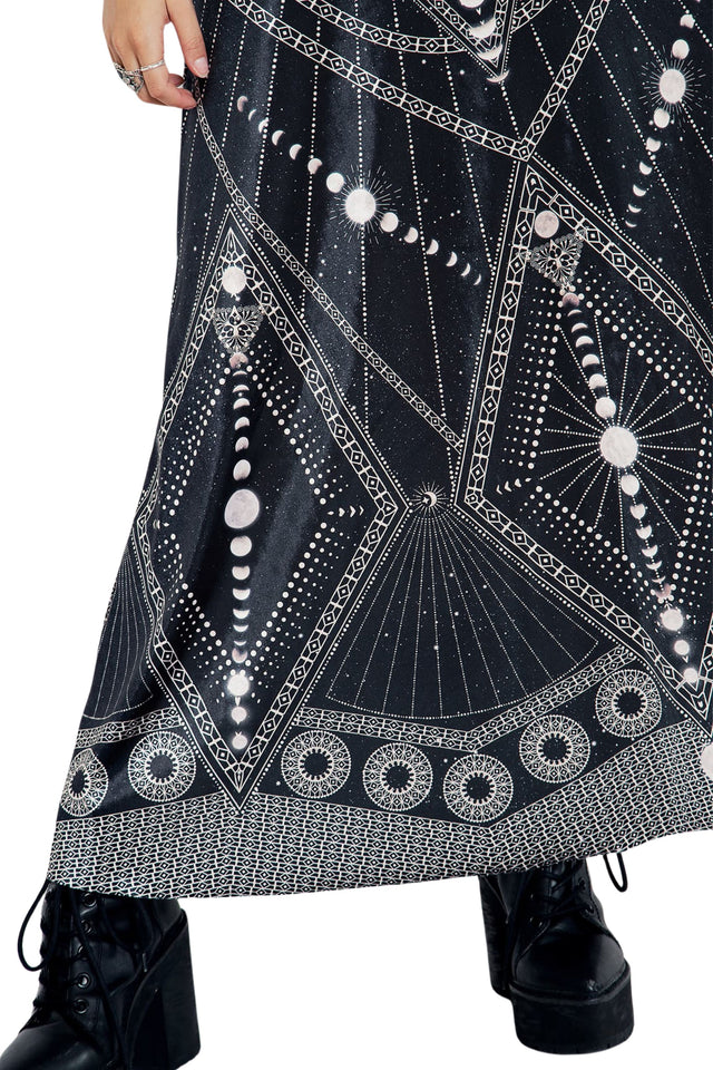Moon Phases Velvet Princess Maxi Dress