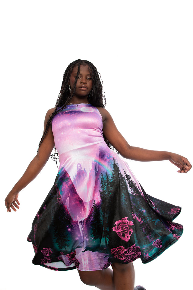 Grimrose Gorge Velvet Princess Midi Dress