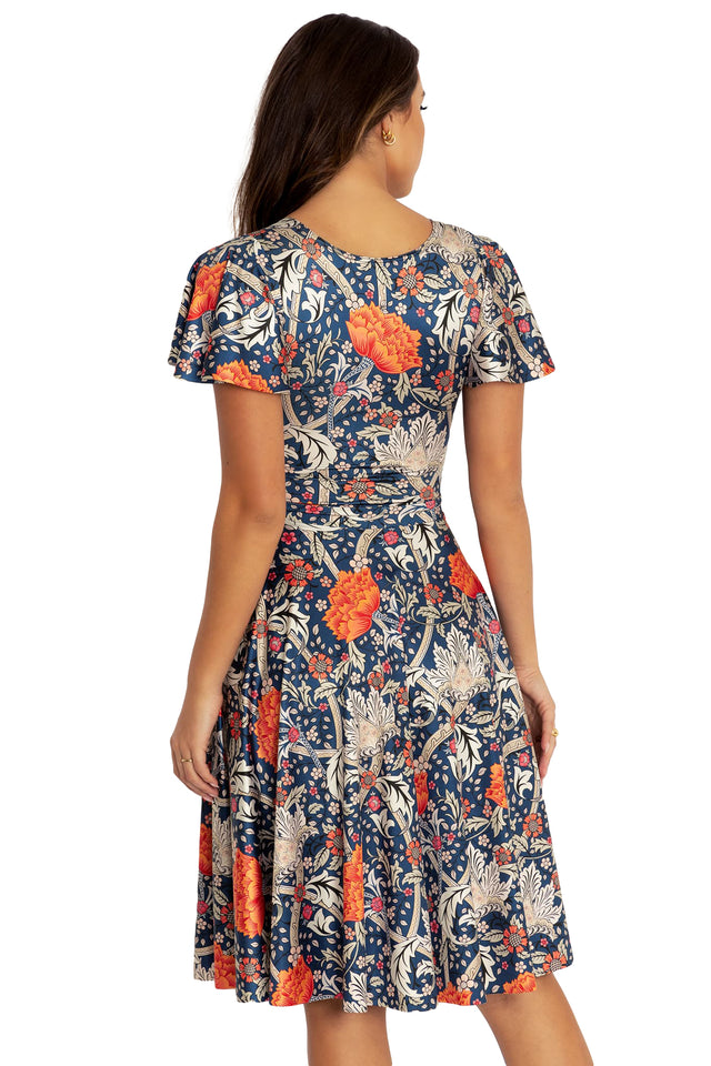 BlackMilk Clothing - Morris Blue And Orange Rio Midi Dress