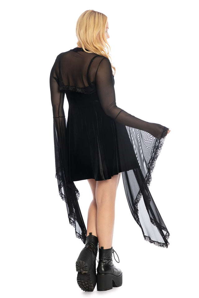 Mrs Addams Sheer Shrug - Limited BlackMilk Clothing Mrs Addams Sheer Shrug - Limited BlackMilk Clothing