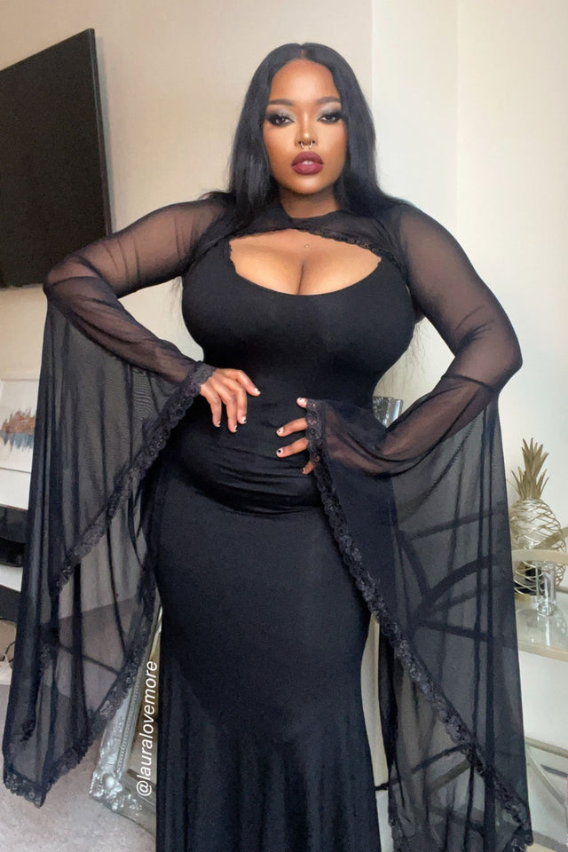 Mrs Addams Sheer Shrug - Limited BlackMilk Clothing Mrs Addams Sheer Shrug - Limited BlackMilk Clothing