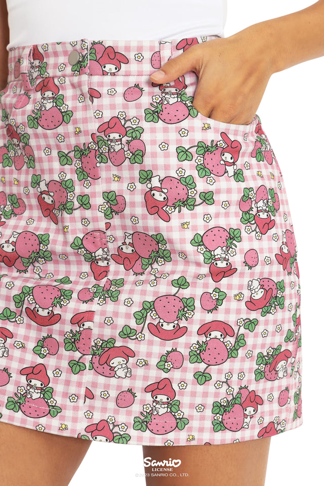 My Melody Strawberry Fields Pocket Mini Skirt  Print 