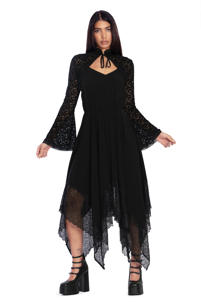 Nature Witch Velvet Lace Shrug Front