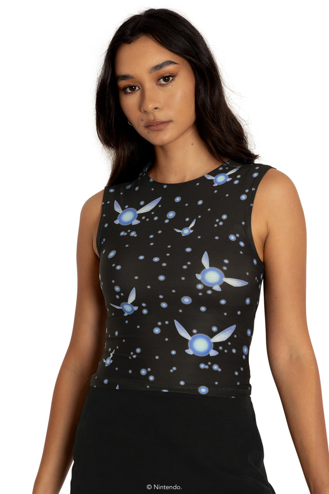 BlackMilk Clothing x Nintendo The Legend Of Zelda - Navi Crew Neck Cropped Tank - The Legend of Zelda Merchandise - Collaboration apparel - Licenced.