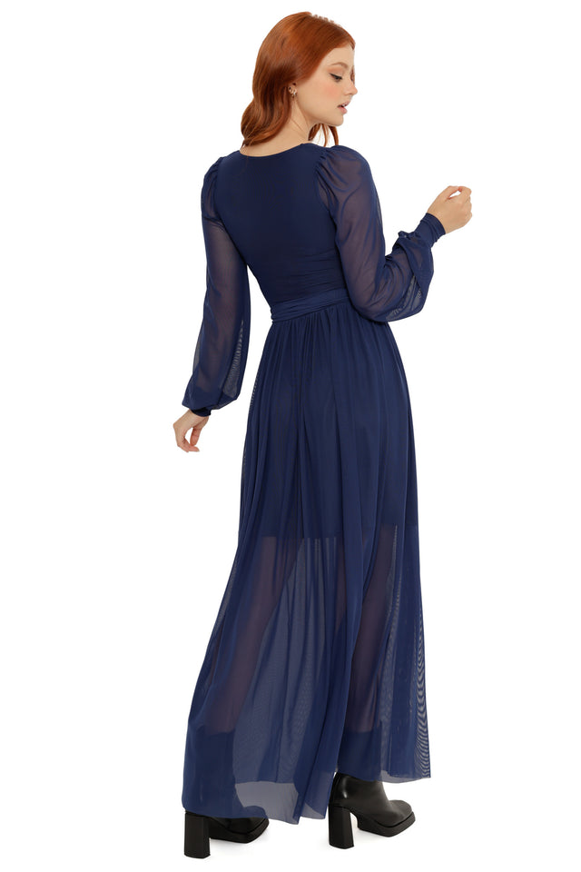 Navy Sheer Romance Maxi Dress